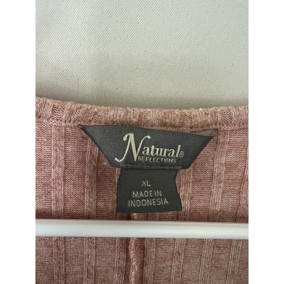 Natural Reflections Womens XL Pink Ribbed V-Neck Sweater - Picture 3 of 7
